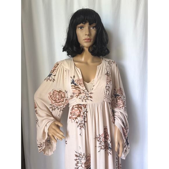 Free People Wild Laurel boho belted Maxi Dress bell sleeves small - Picture 5 of 16
